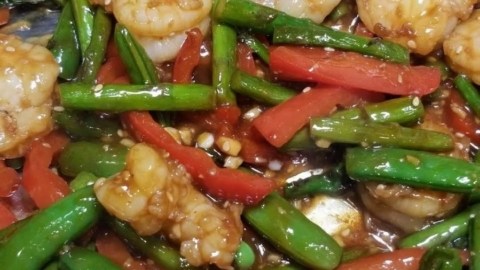 Garlic shrimp stir fry